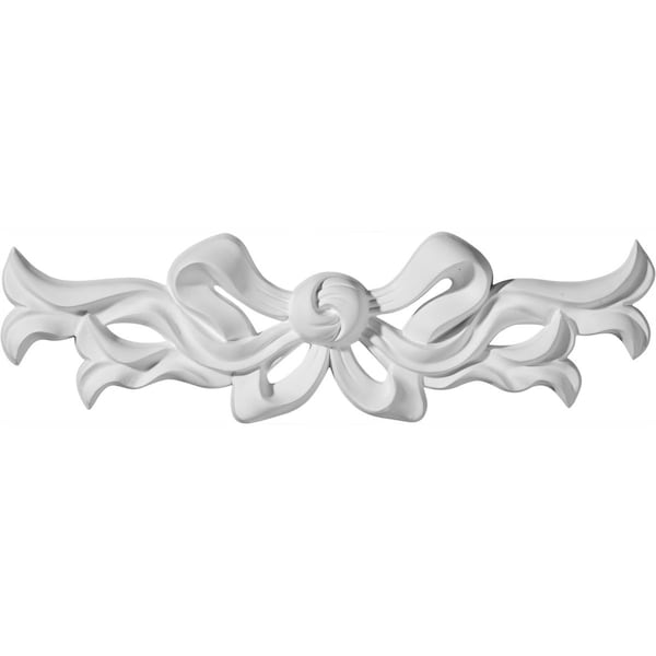 Ekena Millwork 9 1/4"W x 3"H x 3/4"P Versailles Small Ribbon with Bow Center Onlay ONL09X03X01VE - main